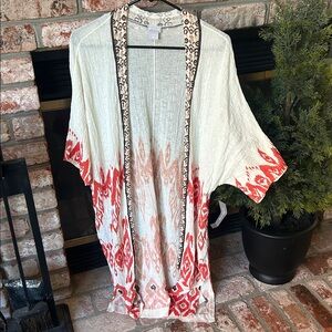 NWT Chico's CARDIGAN SWEATER BEACH COMBER 
FLAME SCARLET Size 1‎